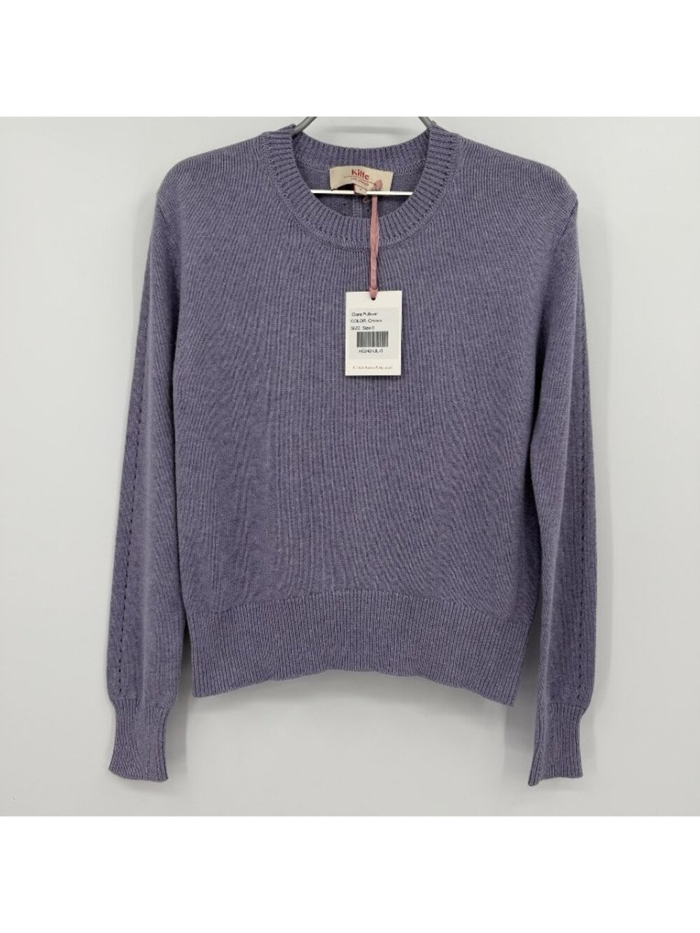 Kilte Collection Cotton-Cashmere Clara Pullover Crew Neck Sweater in Lilac 0 XS